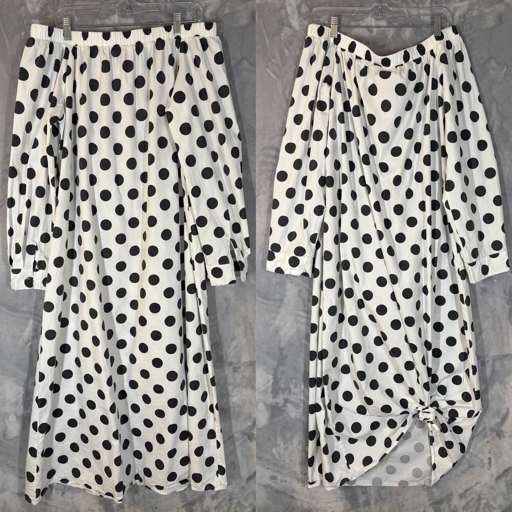Uoozee Artsy Polka Dot Off Shoulder Tent Dress XL Lagenlook Kaftan Asymmetrical - Picture 3 of 14